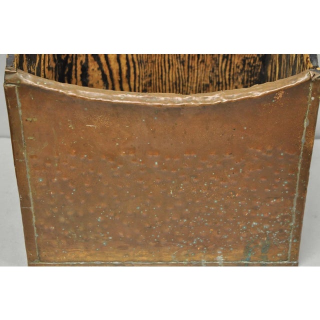 Antique French Country Primitive Copper & Wood Black Grain Painted Grain Bin For Sale - Image 4 of 18
