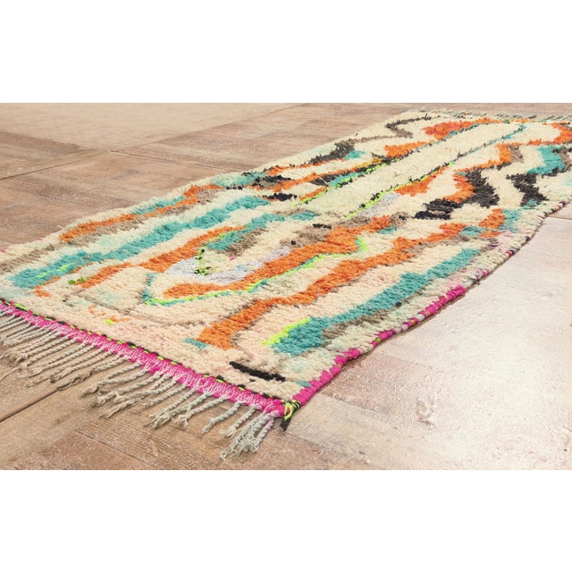Ivory Vintage Azilal Boucherouite Moroccan Rug, 03'04 X 07'10 For Sale - Image 8 of 10