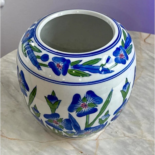 Ceramic Mid Century Chinese Floral Vase For Sale - Image 7 of 9