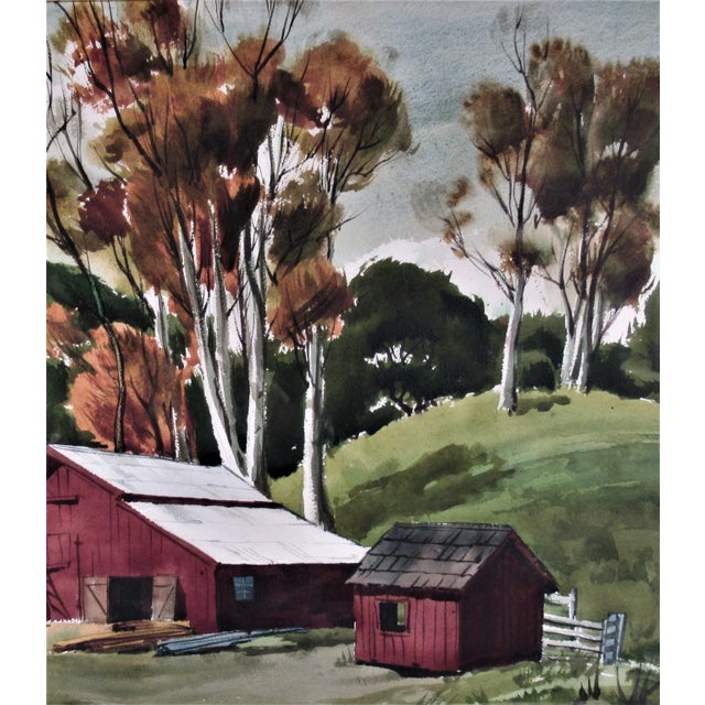 Frederick Cole, The Old Red Barn, Circa 1965 For Sale - Image 4 of 8