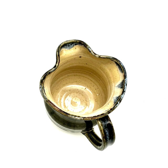 Contemporary Vintage Studio Pottery Green Stoneware Pitcher Signed For Sale - Image 3 of 6