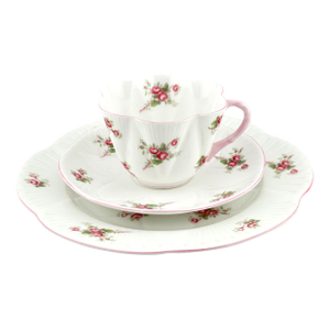 Shelley Dainty Bridal Rose Tea Cup Set, Vintage 3 Piece Cup, Saucer & Plate