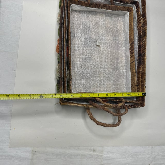 Rattan or Raffia Floral Casserole Dish Holders- Set of 3 For Sale - Image 10 of 10