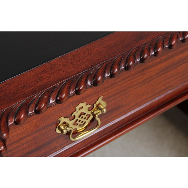 Chippendale Style Ball & Claw Mahogany Partners Desk For Sale - Image 11 of 17