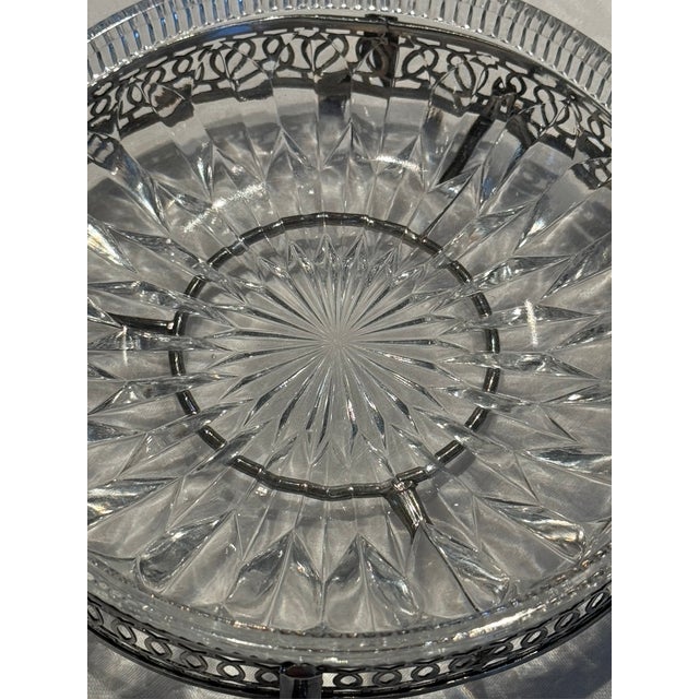 1960s 1960s Mid-Century Queen Anne Silver-Plated and Glass Double Jam Server - 3 Pieces For Sale - Image 5 of 11