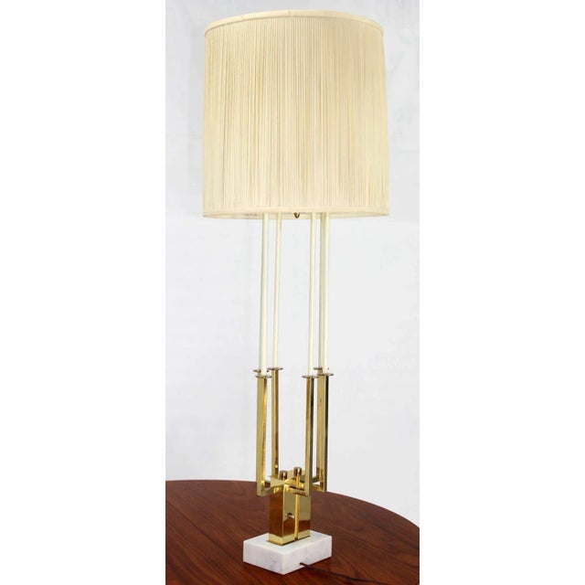 Mid 20th Century Mid Century Modern Tall Brass and Marble Base Table Lamp For Sale - Image 5 of 9