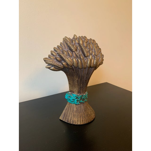 Vintage Victorian-Style Cast Iron Wheat Sheaf Doorstop For Sale - Image 4 of 10