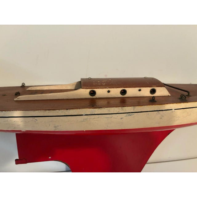 Vintage Pond Yacht Sail Boat made by Rich Toys Clinton Iowa. It is a 28" wooden sailboat with a metal weighted keel...
