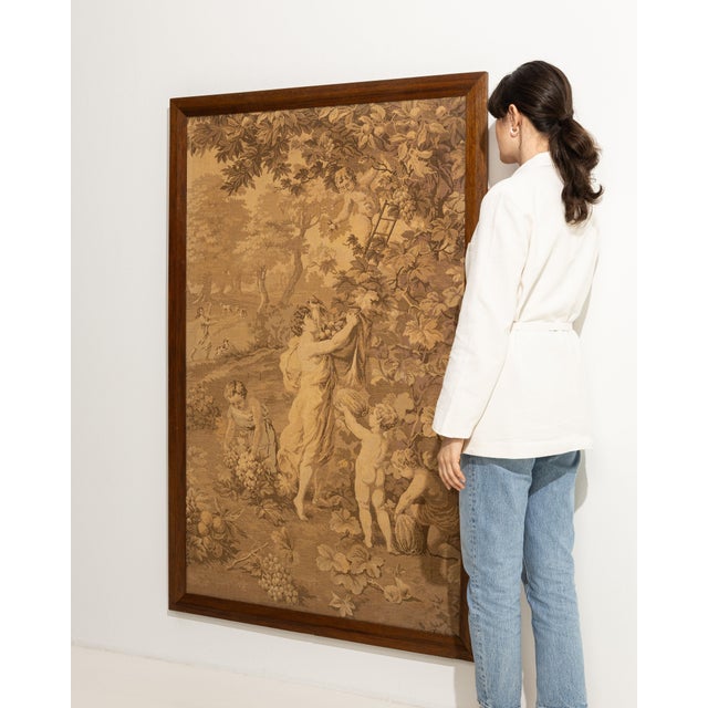 1900 - 1909 France Sienna Tapestry Wall Hanging For Sale - Image 9 of 15