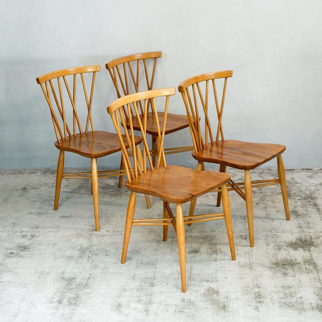 Candlestick Chiltern Elm and Beech Dining Chairs by Lucian Ercolani for Ercol, 1950s, Set of 4 For Sale - Image 14 of 14