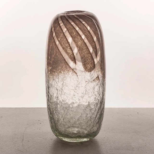 Scandinavian Artistic Glass Vase Craquelé, 1960s For Sale - Image 7 of 7