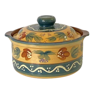 Early 2000s Nanette Vacher Avignon French Country Provence Hand-Painted Covered Casserole Dish