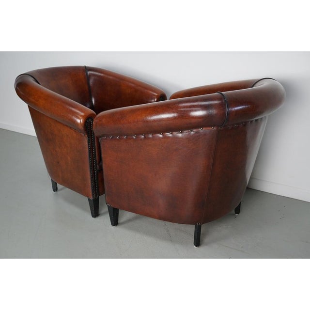 Brown Vintage Dutch Cognac Leather Club Chairs, 1970s, Set of 2 For Sale - Image 8 of 18