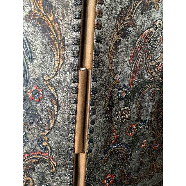 Late 19th Century Louis XIII Style Leather Screen For Sale - Image 11 of 13