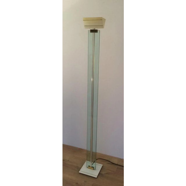 Glass, Brass and Lacquered Metal Floor Lamp, Circa 1970 For Sale - Image 10 of 11