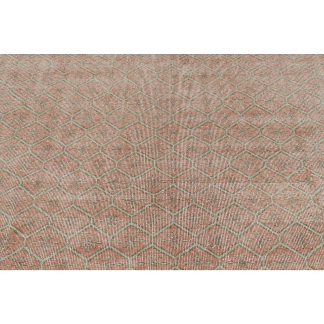 Rug & Kilim Vintage Distressed Rug, Pink & Beige With Diamond Geometric Pattern – Rug & Kilim For Sale - Image 4 of 8