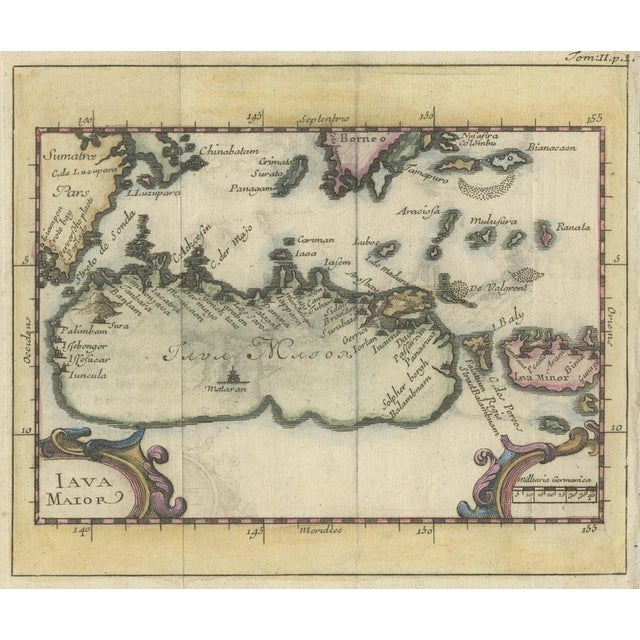 Hand-Coloured Miniature Map of the Island of Java, Indonesia, 1702 For Sale - Image 3 of 5