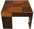 Bexley Heath for John Widdicomb parquetry top petite coffee table. Offset walnut plank legs, bleached and natural Macassar...