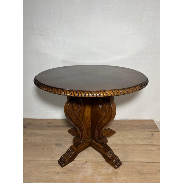 1920s Neoclassical Revival Round Walnut Side Table, 1920s For Sale - Image 5 of 11