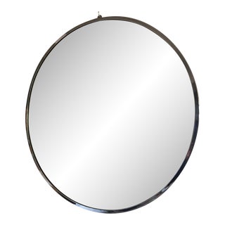 Vintage Art Deco Chrome Circle Bathroom Vanity Mirror Hall-Mack 1940s For Sale