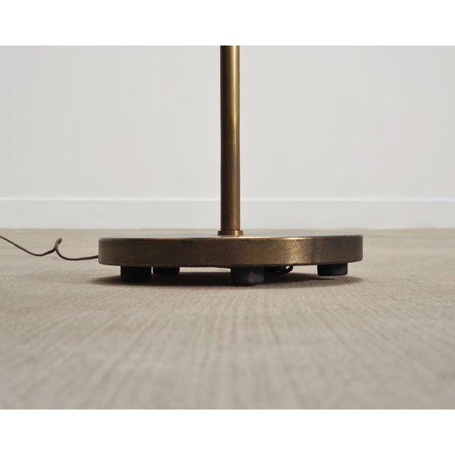 Mid-Century Patinated Brass Adjustable Pharmacy Floor Lamp For Sale - Image 12 of 16