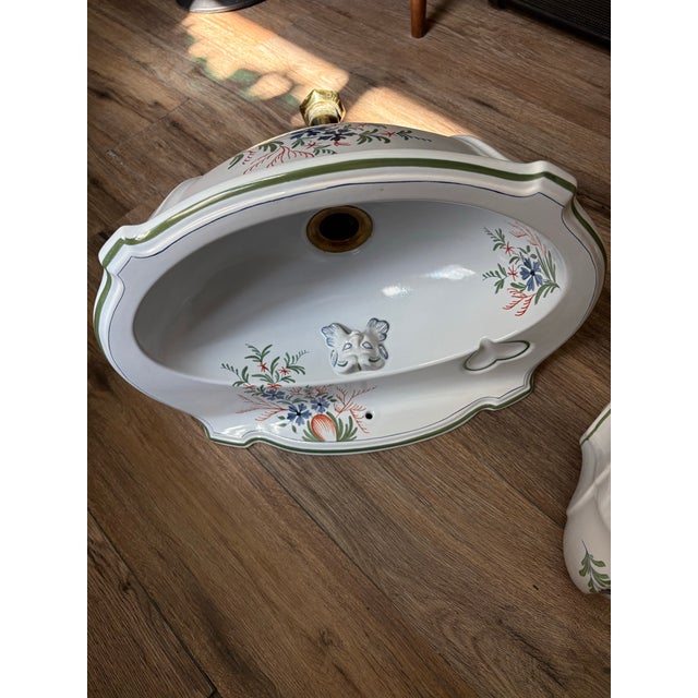 William Eckardt Kohler Rare Vintage Kohler Alouette Artist Edition Sink Basin & Cistern K-3035 & K-3036 French Country Farmhouse For Sale - Image 4 of 12