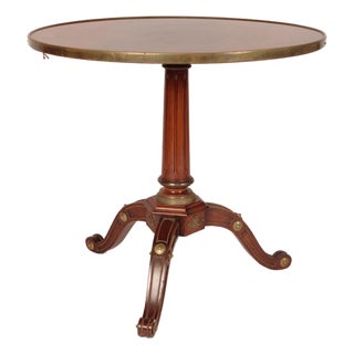 Antique Directoire Style Brass Mounted Mahogany Gueridon For Sale