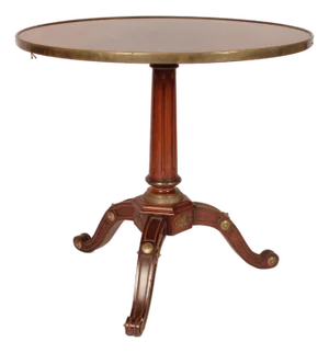 Antique Directoire Style Brass Mounted Mahogany Gueridon