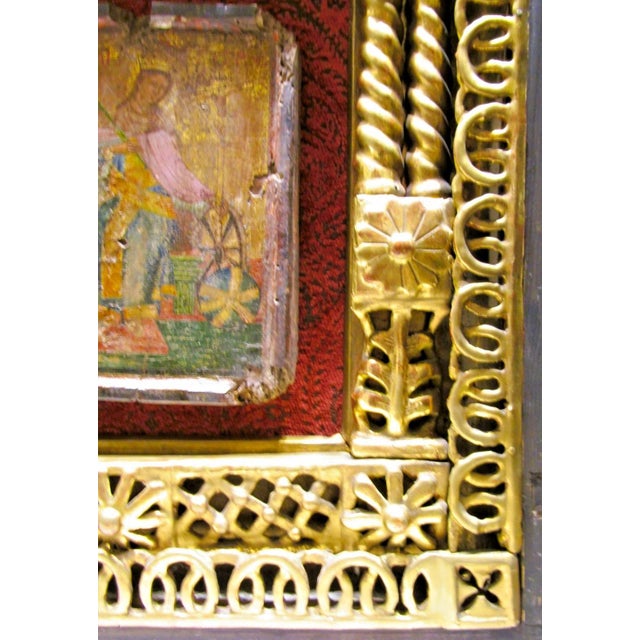Rare Antique Icon of St. Catherine of Alexandria in a Kiot Shadow Box For Sale - Image 11 of 18