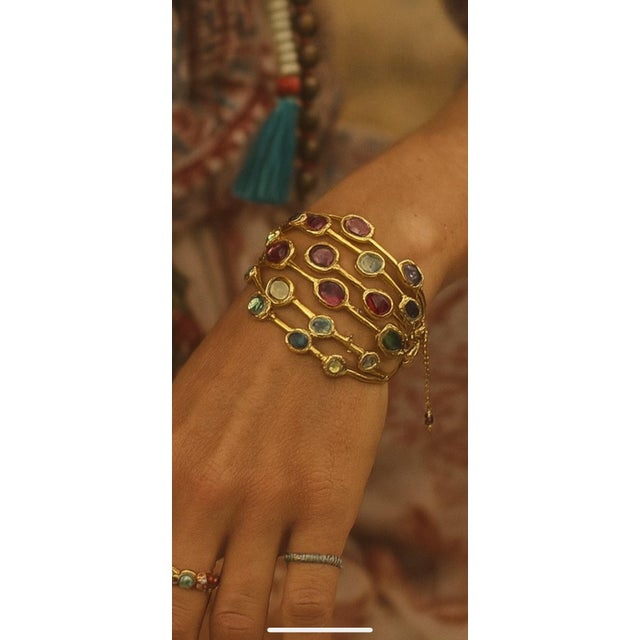 Bochic "Capri" Ruby & Multi Natural Gem Cuff Set In 18K Gold & Silver For Sale - Image 13 of 18