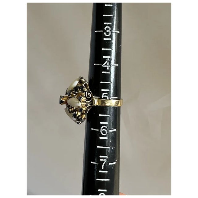 Metal Late 20th Century 14k Sapphire and Opal Ring, Size 5 For Sale - Image 7 of 12