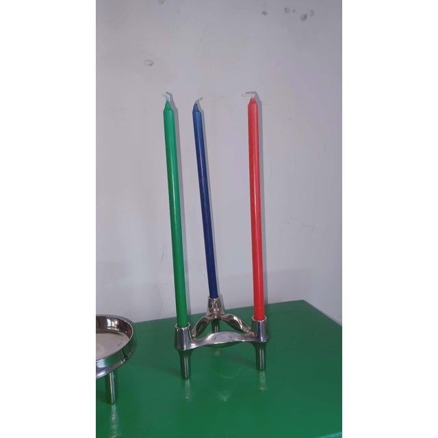 Metal Modular Candleholder and Bowl by Ceasar Stoffi and Fritz Nagel for BMF, 1970s, Set of 2 For Sale - Image 7 of 14