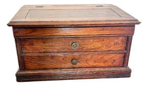 Early 1900s Clark's Oak Spool 3 Compartment Desk/Cabinet