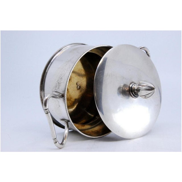 Small Pot in Silver with Knob Lid and Handles For Sale - Image 3 of 10