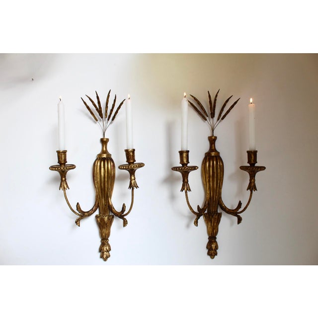 Louis XVI Gilt Wood Sconces, France, 1780s, Set of 2 For Sale - Image 9 of 11