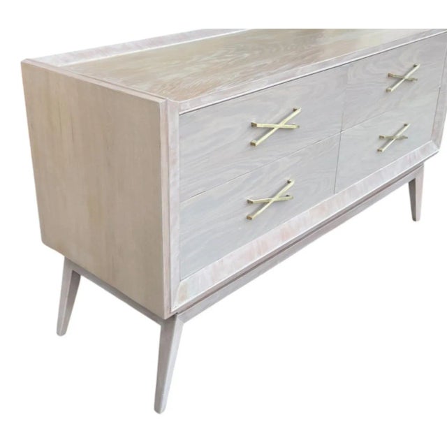 Mid-Century Modern Oyster Lacquered Chest of Drawers X Handles For Sale - Image 12 of 14