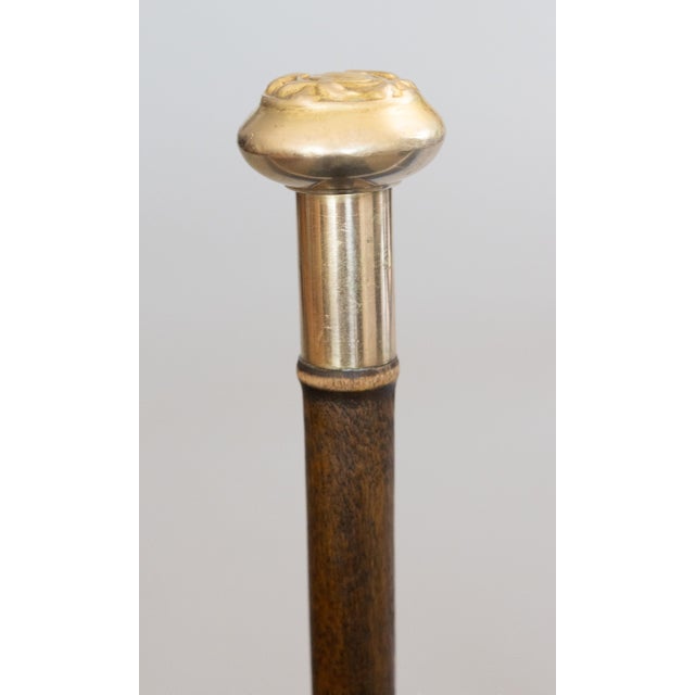 Antique English Brass & Walnut Walking Stick Cane For Sale In Houston - Image 6 of 8