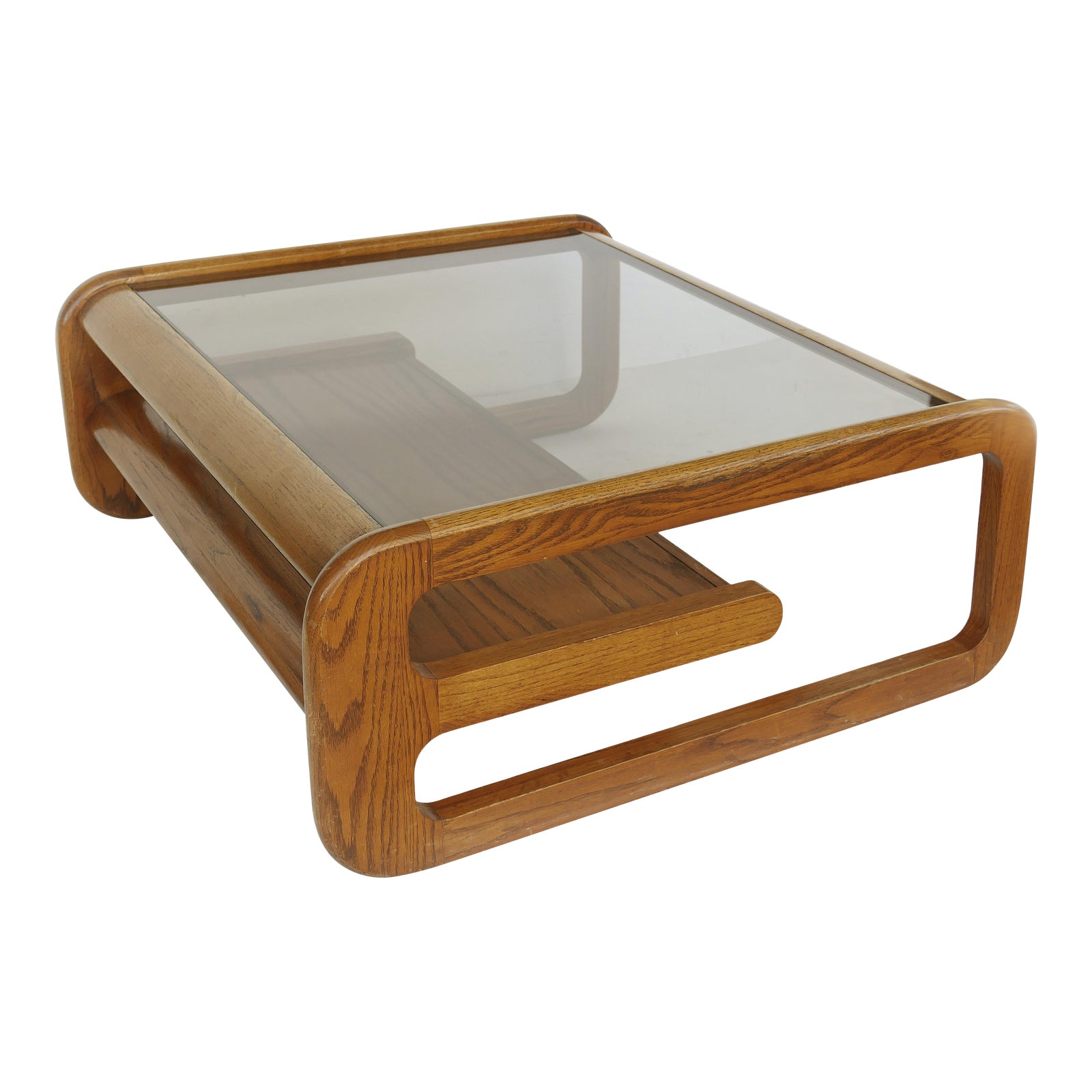 Lou Hodges MidCentury Modern California Coffee Table With Inset Glass
