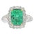 Vintage 3.58 Carat Colombian Emerald and Diamond Cocktail Ring in 18k White Gold, Size 7 For Sale