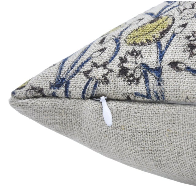 Art Deco Throw Pillow Cover Designer Collection of Hand Block Printed Thick Linen 24x24 Inch- Pista For Sale - Image 3 of 5