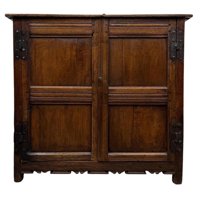 Wood 17th Century Antique Oak Fitted Cupboard For Sale - Image 7 of 12
