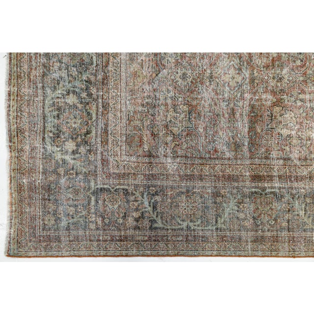 Textile Antique Mahal Wool Rug With Muted Terracotta & Sage Palette For Sale - Image 7 of 11