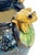 Majolica Vintage Italian Majolica Frog-Handle Cachepot Planter | Blue Glazed Pottery Vase, 4” For Sale - Image 4 of 10
