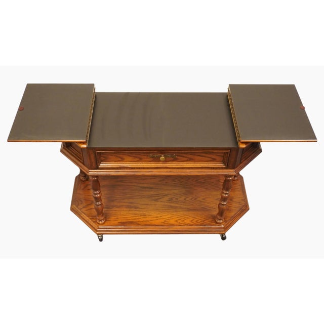 Thomasville Furniture Country Manor Collection Solid Oak Rustic 46" Flip-Top Server Buffet 8062-510 For Sale - Image 9 of 13