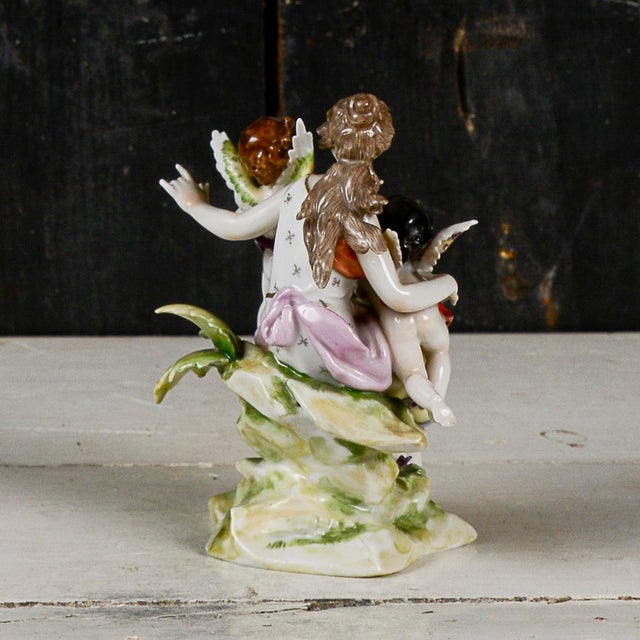 Capodimonte Sculpture Statue of a Woman with Cherubs and Musicians in a Bucolic Scene, 1920s, Ceramic For Sale - Image 4 of 10