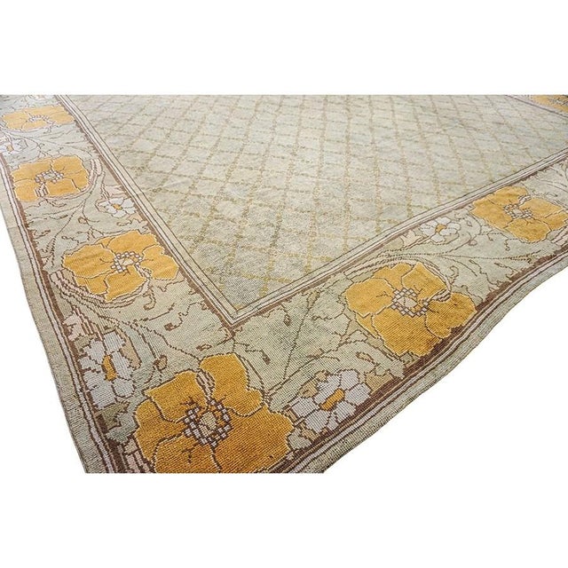 Light Gray 1920s Antique Ivory Geometric Donegal Arts & Crafts Ireland Large Oversized Rug For Sale - Image 8 of 10