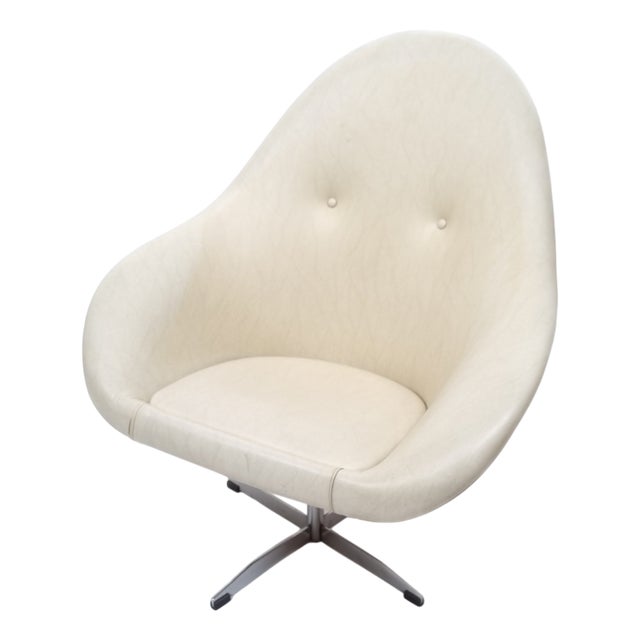 Swedish Leatherette Swivel Lounge Chair, 1960s For Sale