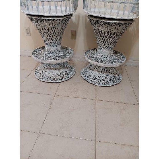 Plastic Mid Century Modern Spun Fiberglass Swivel Stools White Set of 2 For Sale - Image 7 of 8
