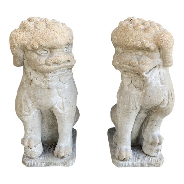 Vintage Concrete Foo Dogs a Pair Chairish