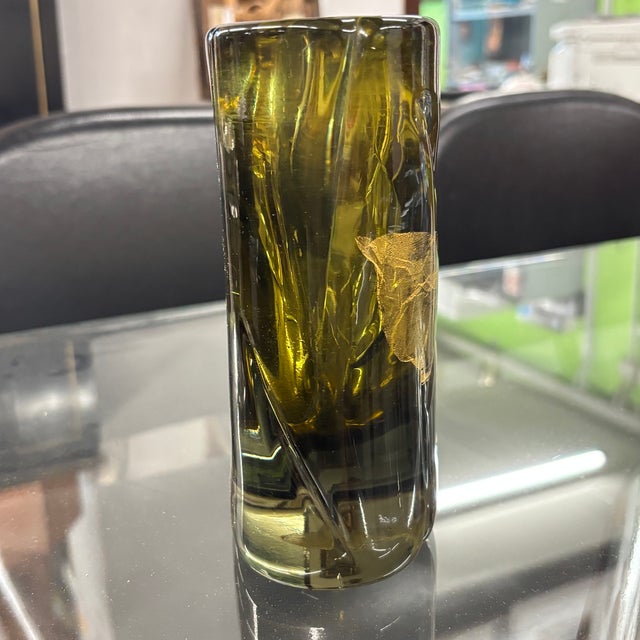 Glass Amber and Gilt Murano Glass Vase from Salviati Murano, Venice, Italy, 1920 For Sale - Image 7 of 11